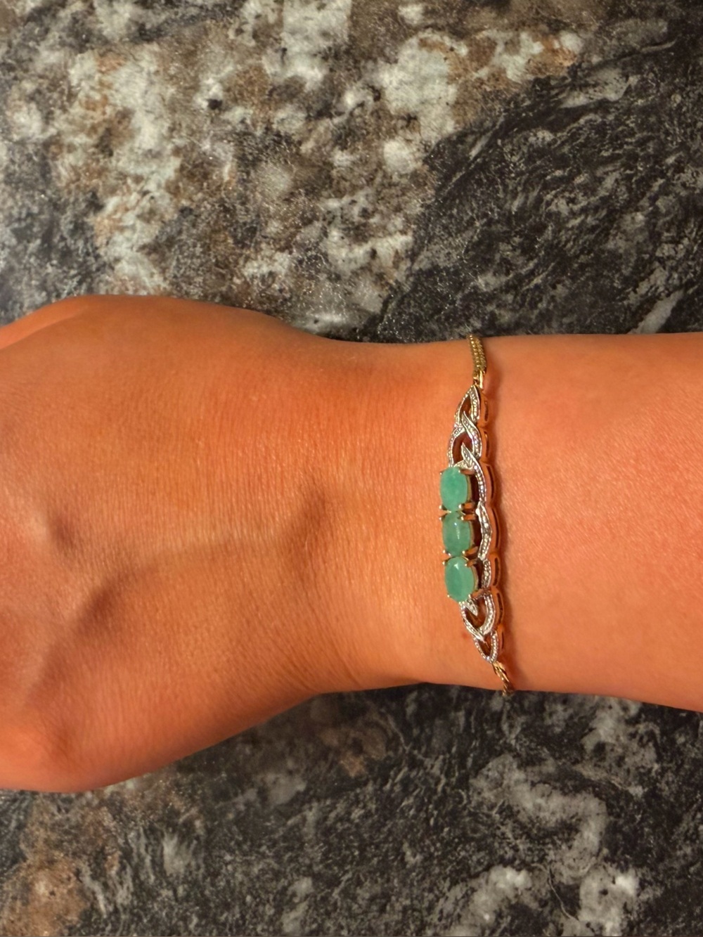 Emerald & Diamond 18K Gold Over Sterling Silver Trinity Bracelet 7.5